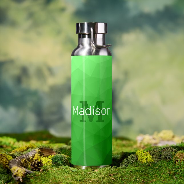 Light green geometric Mesh Pattern Monogram Water Bottle (Outdoor)