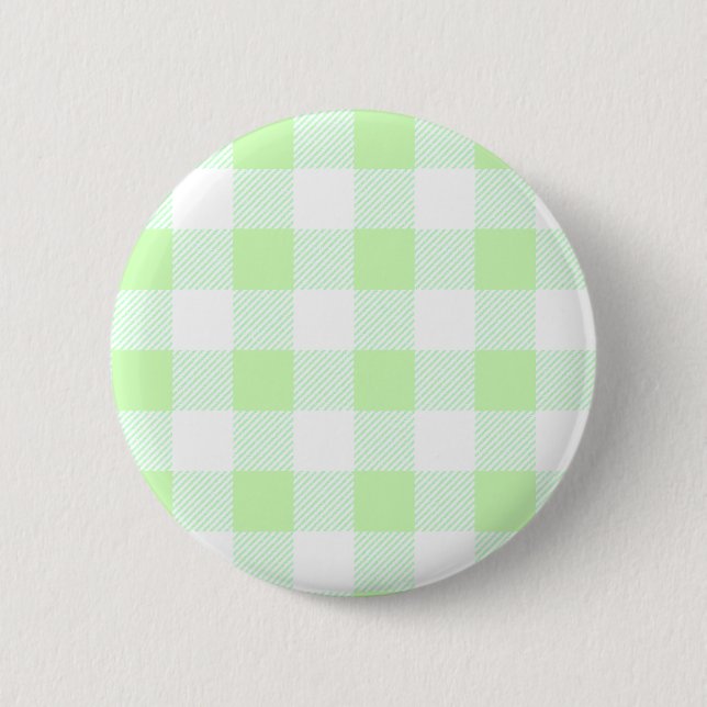 Light Green Gingham Check Pattern 6 Cm Round Badge (Front)