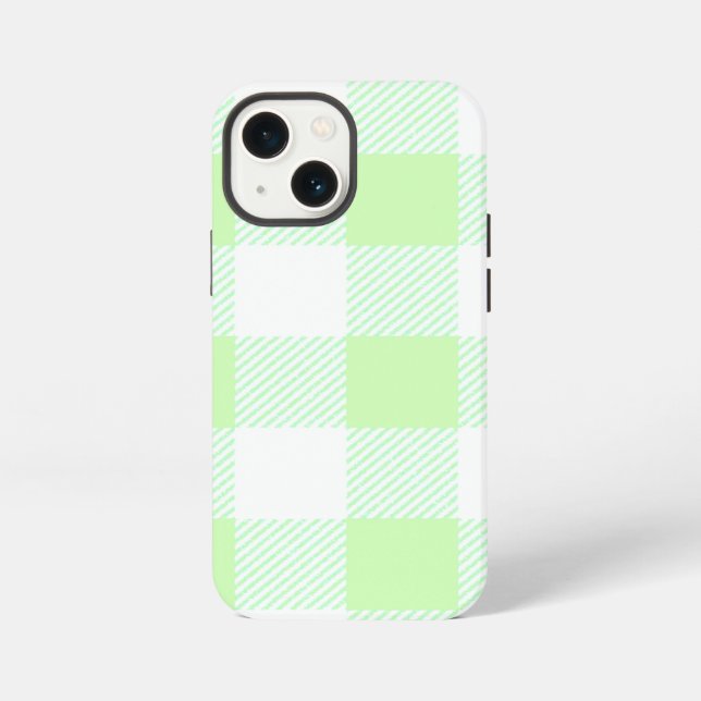 Light Green Gingham Check Pattern iPhone Case (Back)