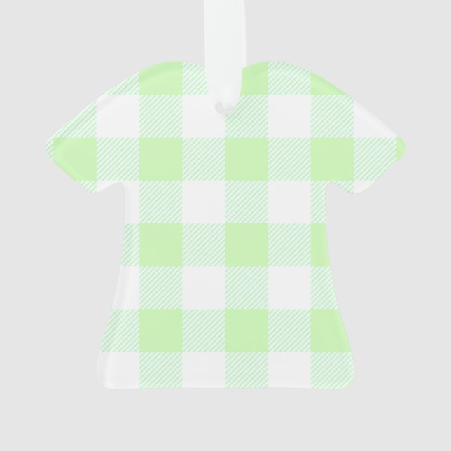 Light Green Gingham Check Pattern Ornament (Back)