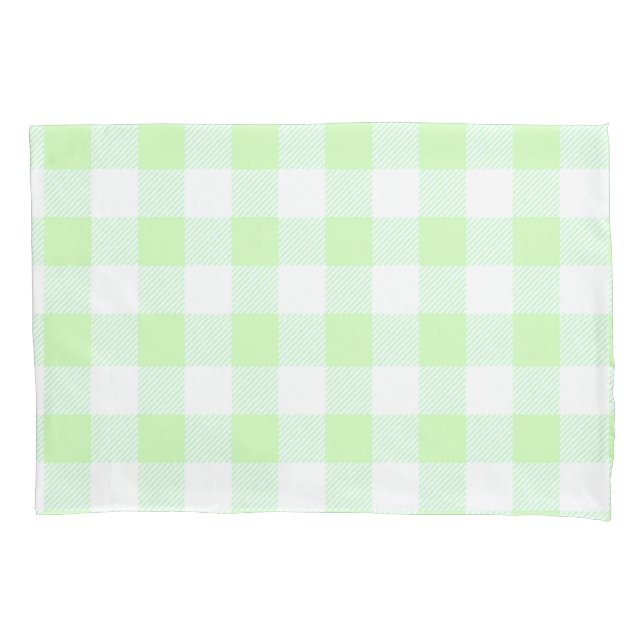 light green gingham check pillowcase (Front)