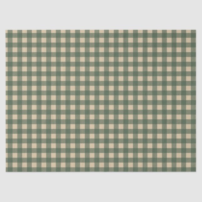 Light Green Gingham Decoupage Tissue Paper (Front)