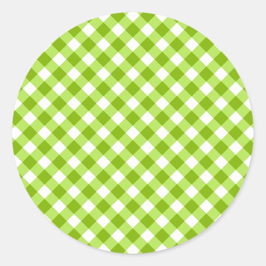 Light Green Gingham Pattern Classic Round Sticker | Zazzle.co.uk