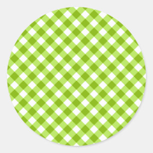 Light Green Gingham Pattern Classic Round Sticker