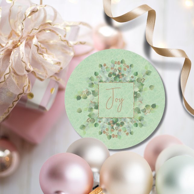 Light Green Glitter Eucalyptus Classic Round Sticker (Creator Uploaded)