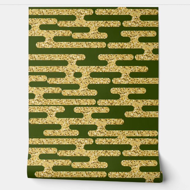 Light Green Golden Pattern Modern  Wallpaper (Unrolling)