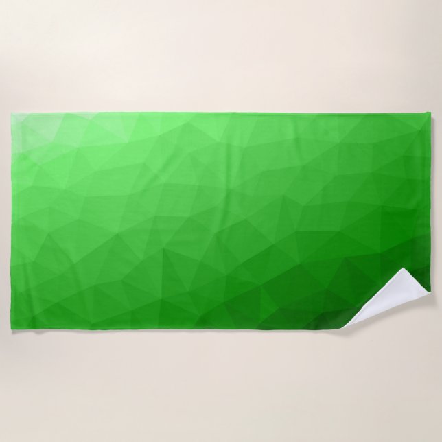 Light green gradient geometric mesh bright pattern beach towel (Front)