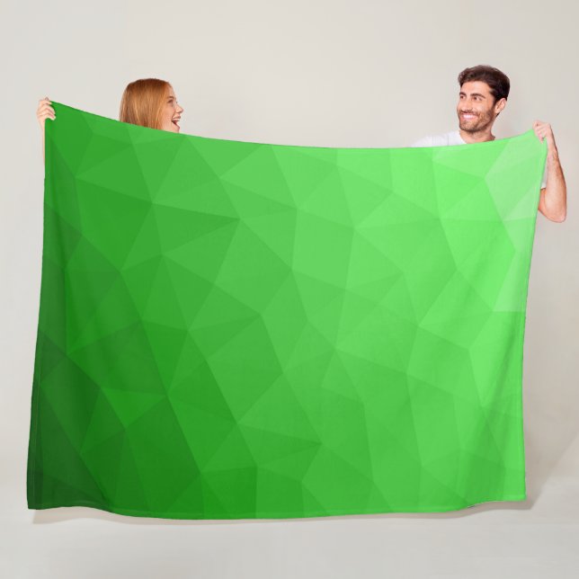 Light green gradient geometric mesh bright pattern fleece blanket (In Situ)