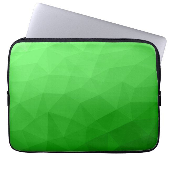 Light green gradient geometric mesh bright pattern laptop sleeve (Front)