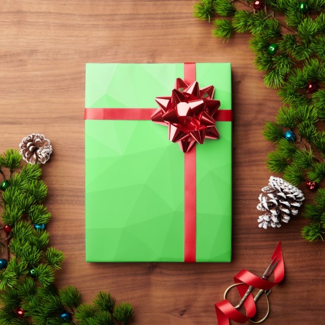 Light green gradient geometric mesh bright pattern wrapping paper (Holiday Gift)