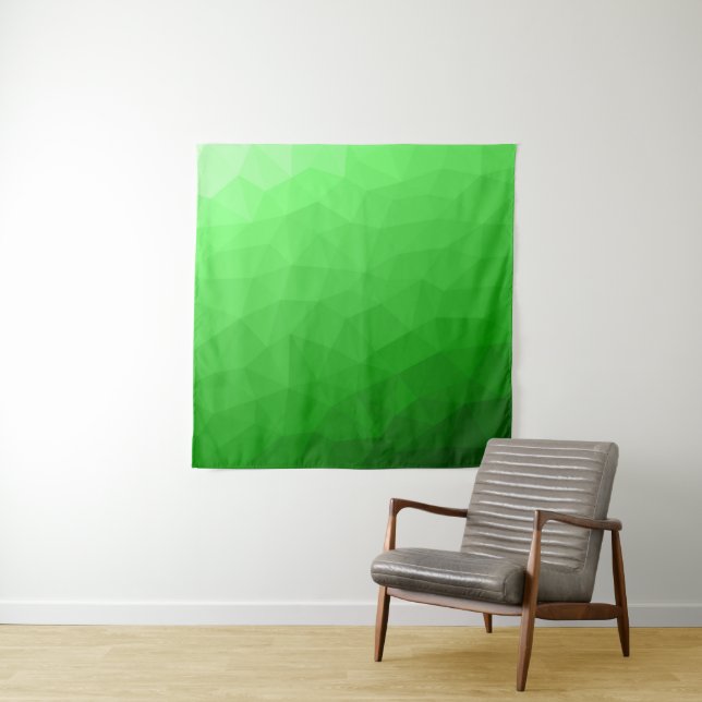 Light green gradient geometric mesh pattern tapestry (In Situ)