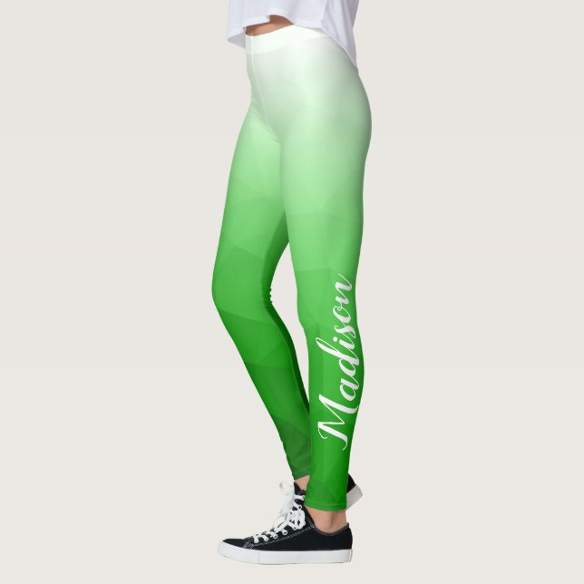 Light green Gradient Geometry Mesh Pattern Name Leggings (Left)