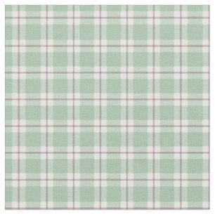 Light Green / Gray-Red / White Plaid Fabric