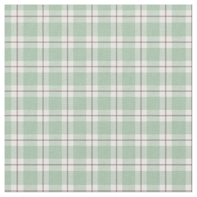 Light Green / Gray-Red / White Plaid Fabric (Close Up)