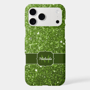 Light green greenery faux glitter sparkle Monogram