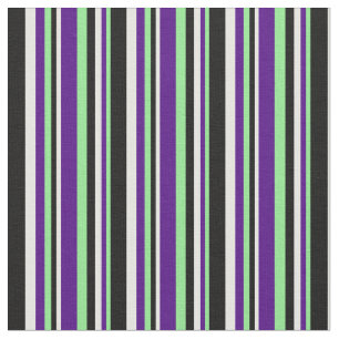 Light Green, Indigo, White & Black Coloured Lines Fabric