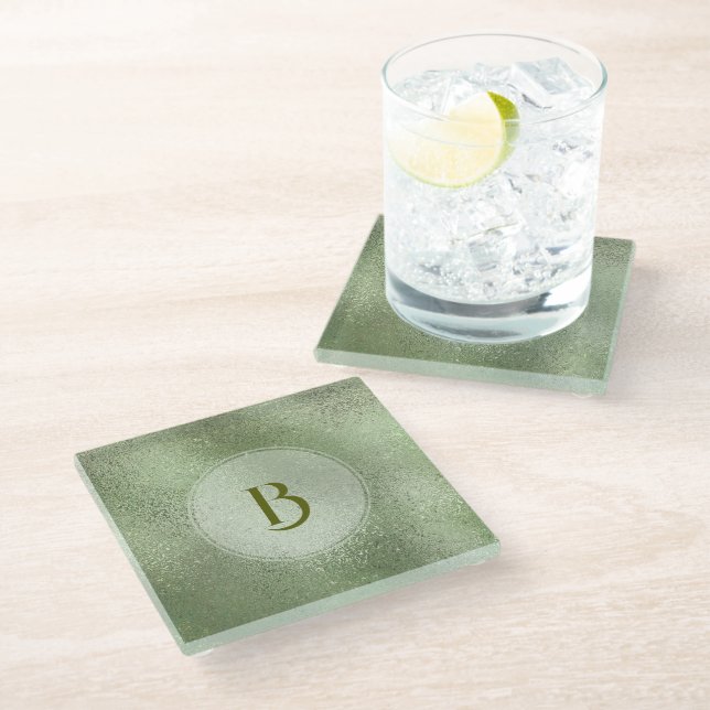 Light green iridescent texture background glass co coaster (Angled)