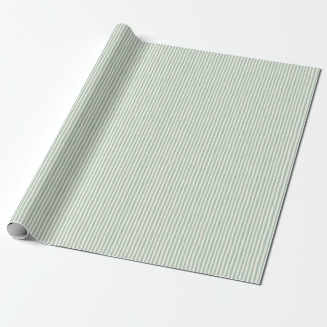 Light Green & Ivory Wonky Stripes Wrapping Paper (Unrolled)