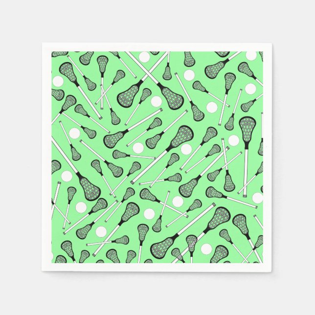 Light green lacrosse sticks pattern napkin (Front)