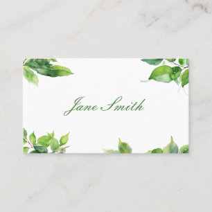 Light Green Leafs minimalist Business Card