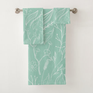 LIGHT GREEN LEAFY COLLECTION TOWEL SET