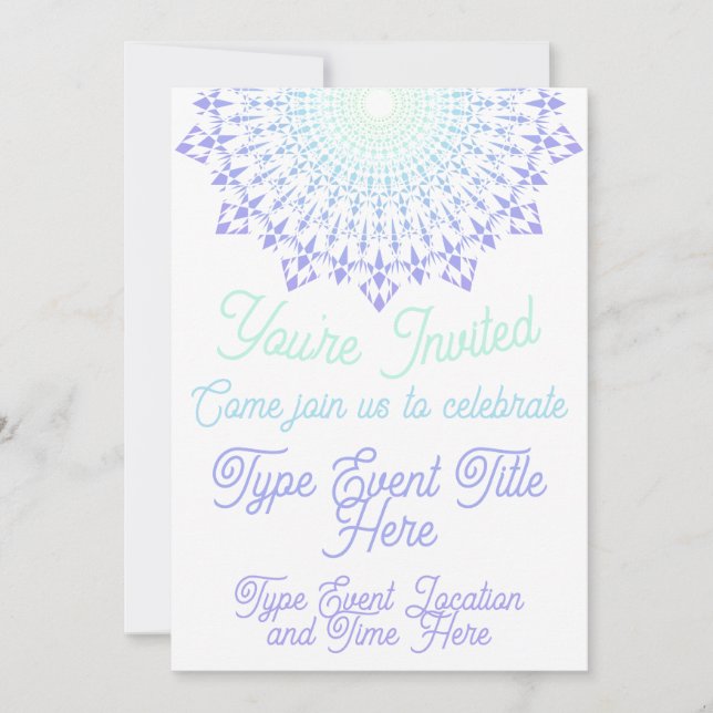 Light Green-Light Purple Diamond Edge Invitation (Front)