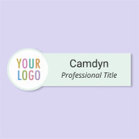 Light Green Long Name Tag Custom Logo Round Shaped
