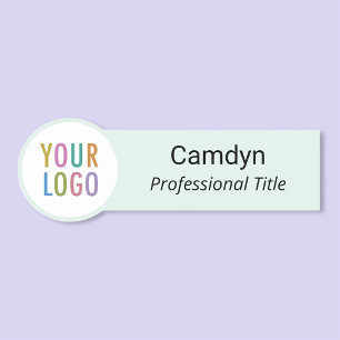 Light Green Long Name Tag Custom Logo Round Shaped