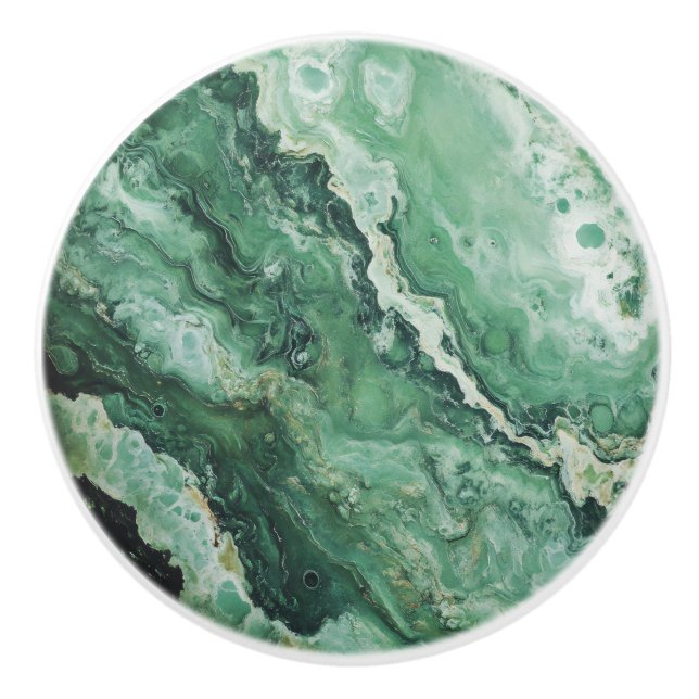 Light Green Marble Pattern Ceramic Knob (Front)