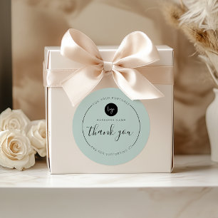Light Green Minimalist Aesthetic Thank You Circle Classic Round Sticker