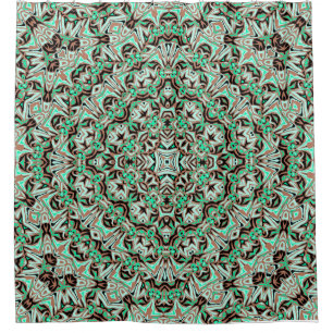Light green, mint and brown mandala. shower curtain