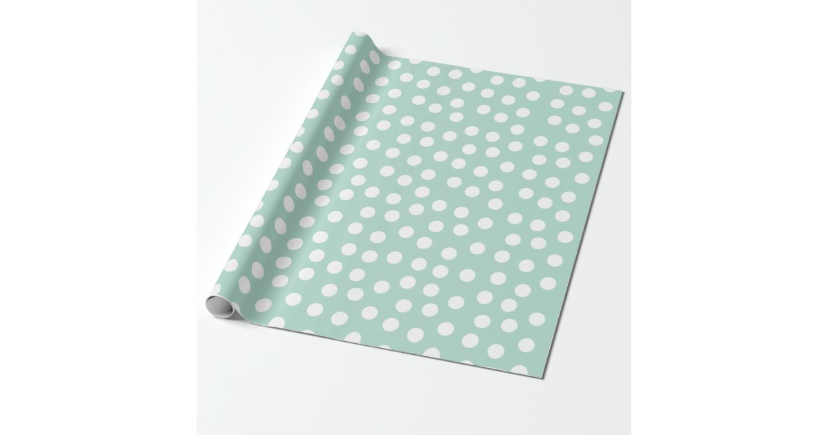 Light green mint polka dots wrapping paper Zazzle