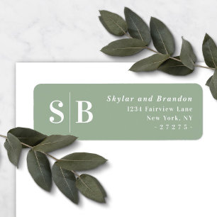 Light Green Monogrammed Wedding Return Address
