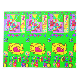 Light green multi patterned notepad