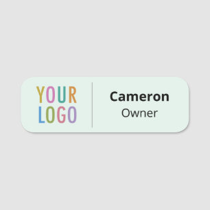Light Green Name Tag Business Logo Rounded Corners