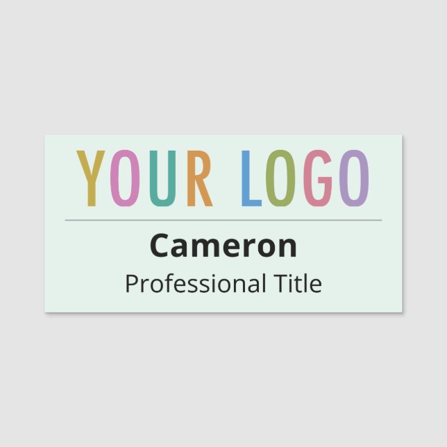 Light Green Name Tag Pin with Logo Professional (Front)