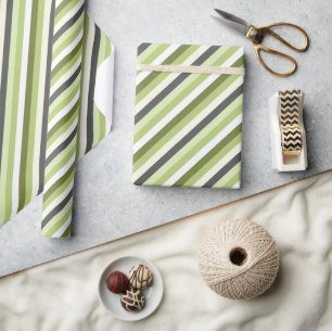Light Green Oblique Stripes Modern Trendy Wrapping Paper