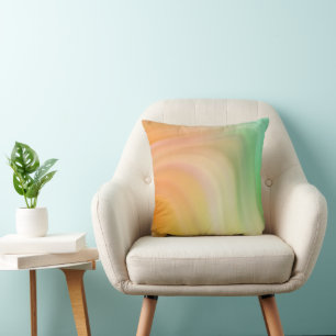 Light Green, Orange and Yellow Waves Cushion