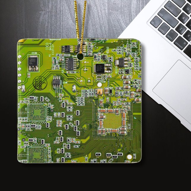 Light Green PCB Circuit Board Design for IT Pros Ceramic Ornament (Creator Uploaded)
