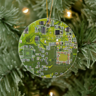 Light Green PCB Circuit Board Design for IT Pros Ceramic Tree Decoration