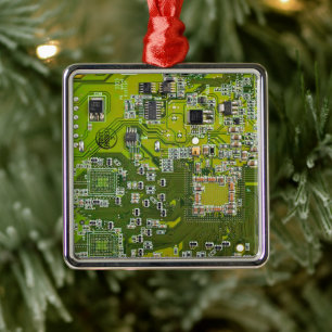 Light Green PCB Circuit Board Design for IT Pros Metal Tree Decoration
