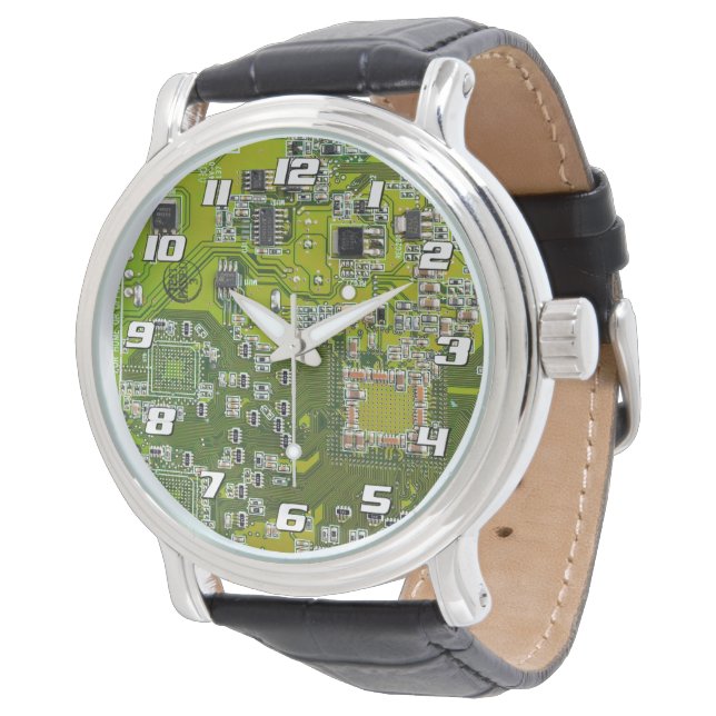 Light Green PCB Circuit Board Design for IT Pros Watch (Angled)