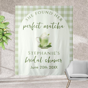 Light Green Perfect Matcha Bridal Shower Backdrop  Tapestry