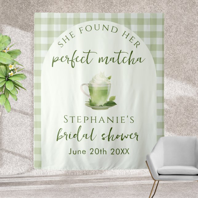 Light Green Perfect Matcha Bridal Shower Backdrop  Tapestry (Creator Uploaded)