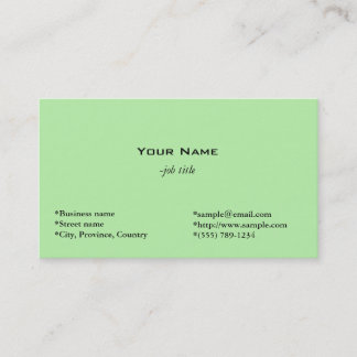 light green personal business card