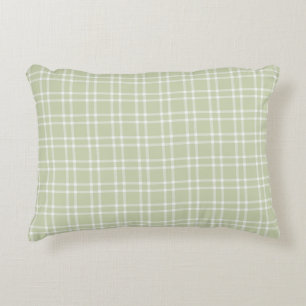 Light Green Plaid Decorative Cushion