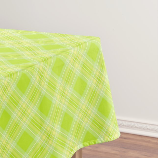 Light green plaid tablecloth (In Situ)
