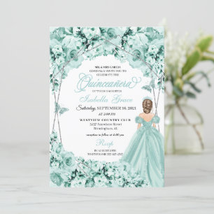 Light Green Princess Dress Quinceanera Invitation
