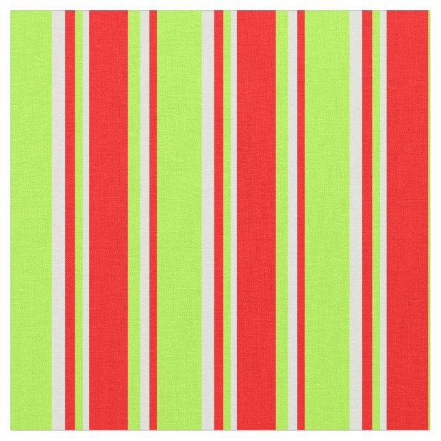 Light Green, Red & Light Cyan Coloured Stripes Fabric (Close Up)