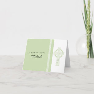 Light Green Religious Cross Thank You